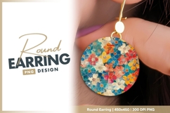 Colorful Floral Circle Illustration with Round Earring Png Product Image 1