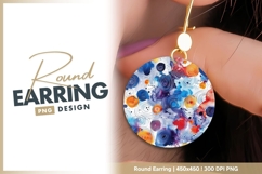 Abstract Watercolor Circle with Swirls Round Earring Png Product Image 1