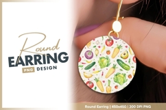 Watercolor Vegetables Pattern Round Earring Png Product Image 1