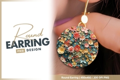 Colorful Paper Flowers in a Circle Round Earring Png Product Image 1