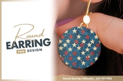Red and White Stars on Blue Circle Grunge Round Earring Product Image 1