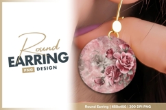 Pink roses with grunge background round earring png Product Image 1