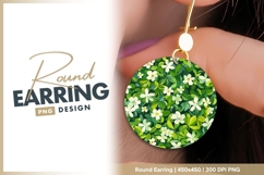 Seamless floral pattern with green leaves round earring png Product Image 1