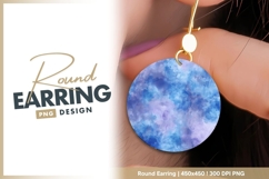 Watercolor Circle Blue and Purple Abstract Round Earring Product Image 1