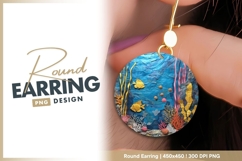 Papercraft Underwater Scene with Yellow Fish Round Earring Product Image 1