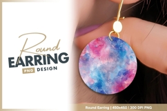 Watercolor Circle with Pink Blue and Purple Round Earring Product Image 1