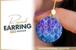 Blue and Purple Damask Pattern in a Circle Round Earring Product Image 1