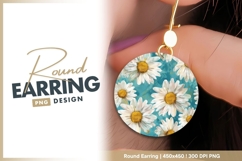Daisy Flowers on Turquoise Background Round Earring Product Image 1