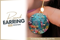 Colorful papercraft underwater scene with round earring png Product Image 1