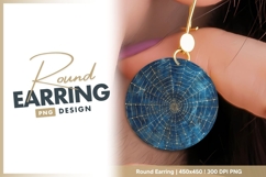 Blue and Gold Spiderweb Circular Round Earring Product Image 1