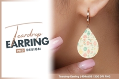 Pastel easter egg and flower pattern teardrop earring png Product Image 1