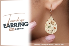 Autumnal watercolor leaves and berries teardrop earring png Product Image 1