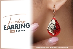 Dalmatian dog with red heart paper art teardrop earring png Product Image 1