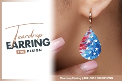 Watercolor american flag patriotic star teardrop earring png Product Image 1