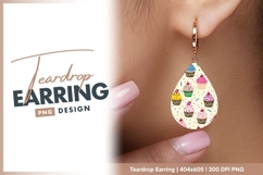 Seamless pattern of colorful cupcakes teardrop earring png Product Image 1