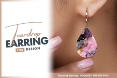 Abstract pink purple gold fluid art teardrop earring png Product Image 1