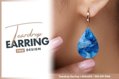 Blue alcohol ink abstract art background teardrop earring Product Image 1
