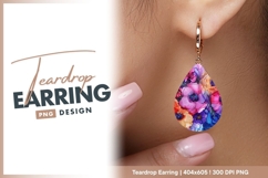 Vibrant watercolor floral design teardrop earring png Product Image 1