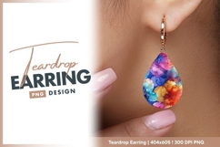 Watercolor floral painting with vibrant teardrop earring png Product Image 1