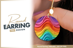 Colorful abstract waves background for round earring png Product Image 1