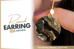 Black gold marble texture elegant background round earring Product Image 1