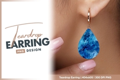 Abstract blue watercolor ink wash teardrop earring png Product Image 1