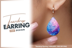 Abstract ink flow background blue pink teardrop earring png Product Image 1