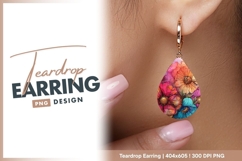 Alcohol ink bright floral abstract art teardrop earring png Product Image 1