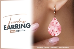 Watercolor hearts and flowers romantic teardrop earring png Product Image 1