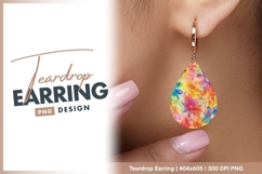 Watercolor floral pattern colorful vivid teardrop earring Product Image 1