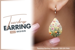 Watercolor floral meadow colorful teardrop earring png Product Image 1