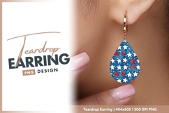 Patriotic stars and blue watercolor teardrop earring Product Image 1