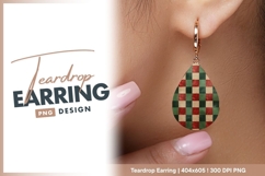 Christmas checkered pattern with fir tree teardrop earring Product Image 1