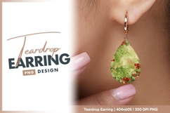 Watercolor holly and berry christmas teardrop earring png Product Image 1