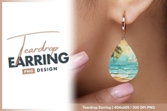 Abstract textured beach scene with palm teardrop earring Product Image 1