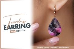 Abstract ink painting pink and purple hues teardrop earring Product Image 1