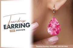 Pink watercolor abstract background teardrop earring png Product Image 1