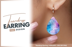 Blue and pink alcohol ink flow art teardrop earring Product Image 1