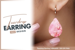 Pink heart candies and painted background teardrop earring Product Image 1