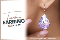 Purple watercolor floral background with teardrop earring Product Image 1