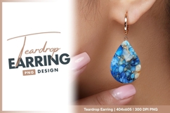 Blue abstract ink painting background with teardrop earring Product Image 1