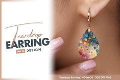 Abstract painting colorful circles gold teardrop earring Product Image 1