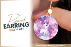 Cute unicorn in a starry sky round earring png Product Image 1