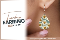 Daisy flowers seamless pattern teal teardrop earring Product Image 1