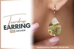 Rustic farmhouse landscape with sunflowers teardrop earring Product Image 1