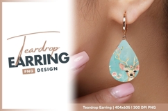 Whimsical deer with floral crown teardrop earring Product Image 1