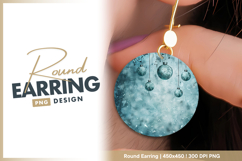 Christmas ornaments on a textured teal round earring png Product Image 1