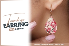Embroidered pink blossom branches teardrop earring Product Image 1