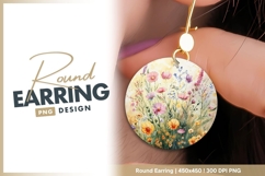 Watercolor wildflowers round earring png Product Image 1