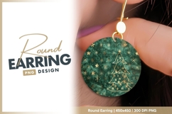 Christmas tree on emerald background round earring png Product Image 1